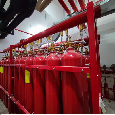 Kırmızı 70L - 90L IG100 Nitrojen Yangın Söndürme Sistemi Boru Ağı Tipi